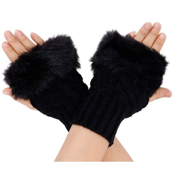 white gloves with fur