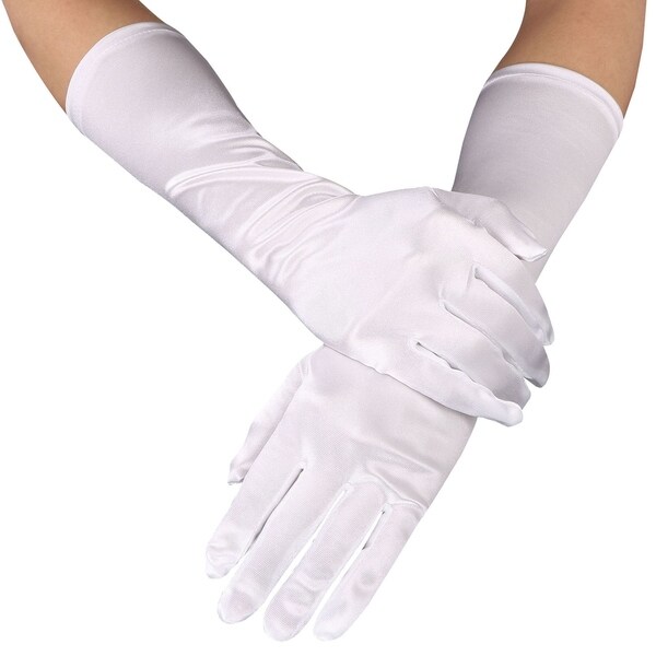 white satin opera gloves