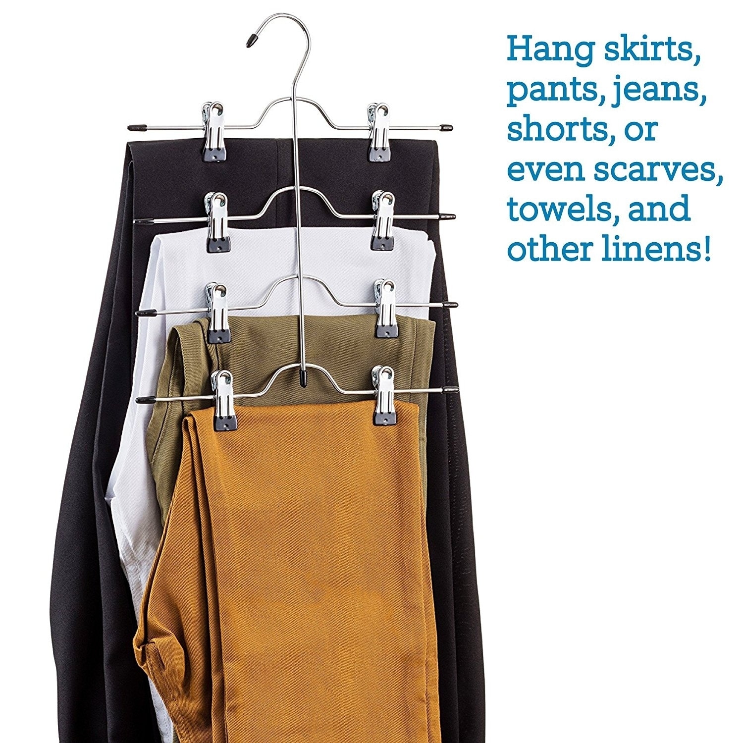 Pack of 30 Trouser Hanger 11 Space Saving for Coat Hanger Strong Metal Skirt Pants Hangers with Adjustable Non-Slip Clips 28cm 
