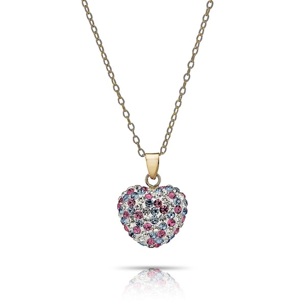 14 KARAT GOLD Plate NECKLACE and Solid Heart with Chrystal PENDANT