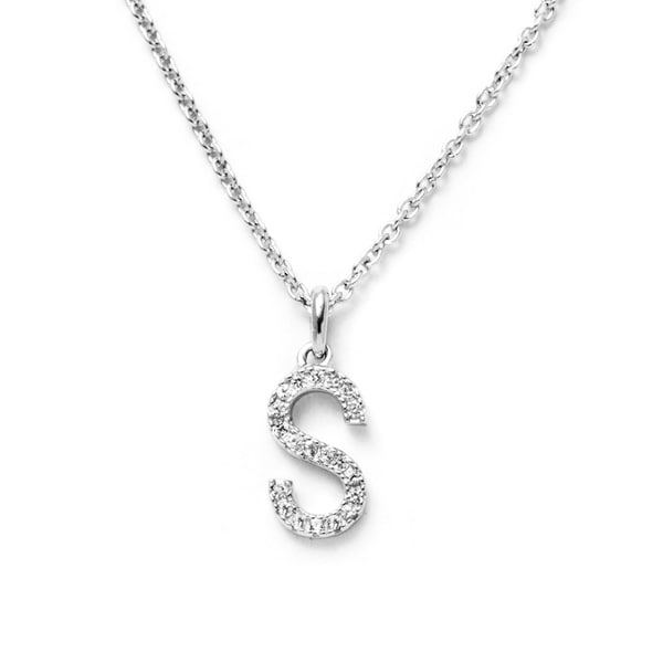 Solid 10k White Gold Initial Letter O Pendant Necklace