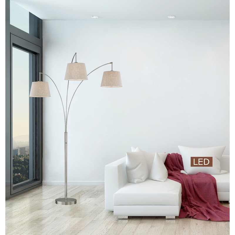 Artiva USA Luce 84" Brushed Steel LED Arched Floor Lamp with Dimmer