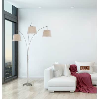 Artiva USA Luce 84" Brushed Steel LED Arched Floor Lamp with Dimmer