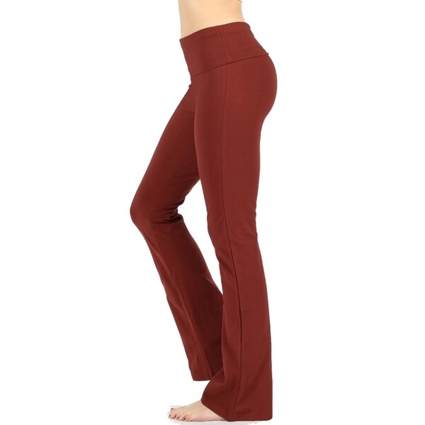 NEW Plus Size Cotton Stretch Fold Over Yoga Flare Pants XL/1X-2X-3X