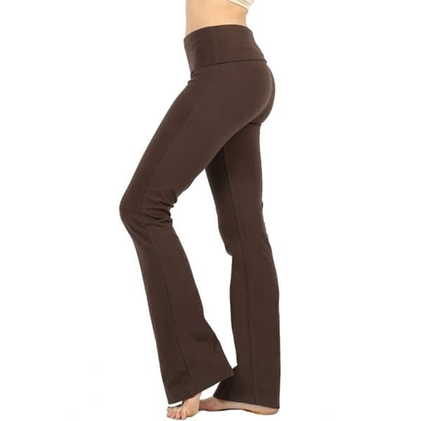 JED Women's Ultra Stretchy Fold-Over Waist Flared Yoga Pants - On Sale -  Overstock - 20456520