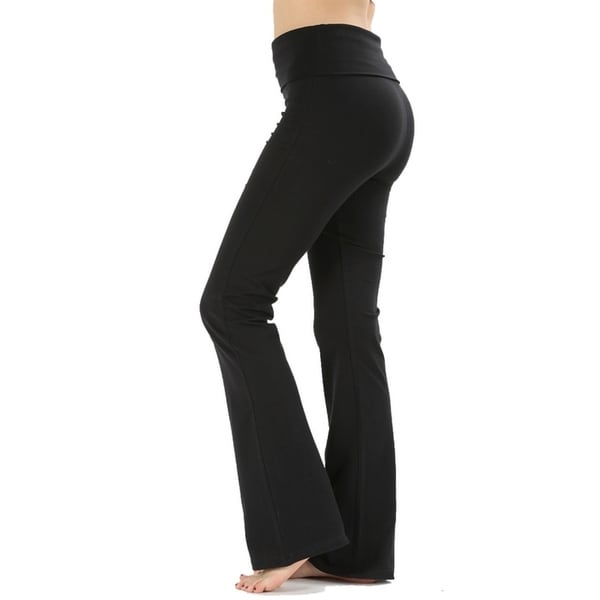 JED Women's Ultra Stretchy Fold-Over Waist Flared Yoga Pants - On Sale ...