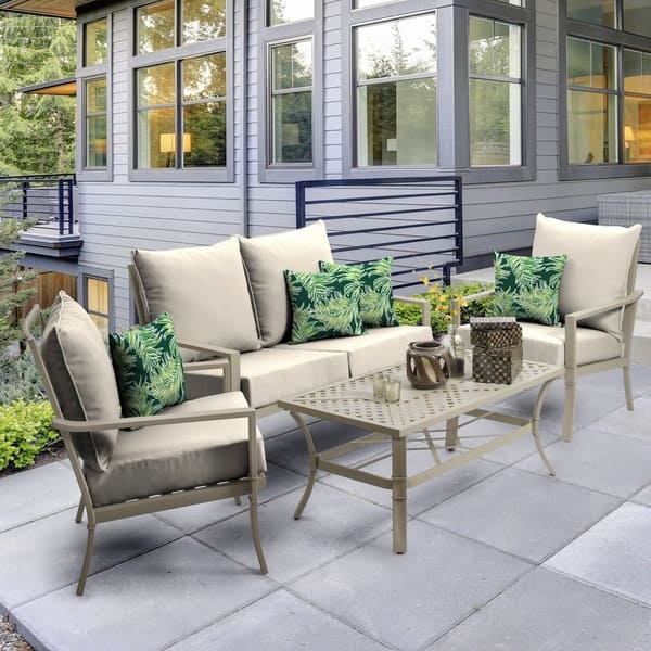 Shop Arden Selections Sand Canvas Texture Outdoor Deep Seat Set