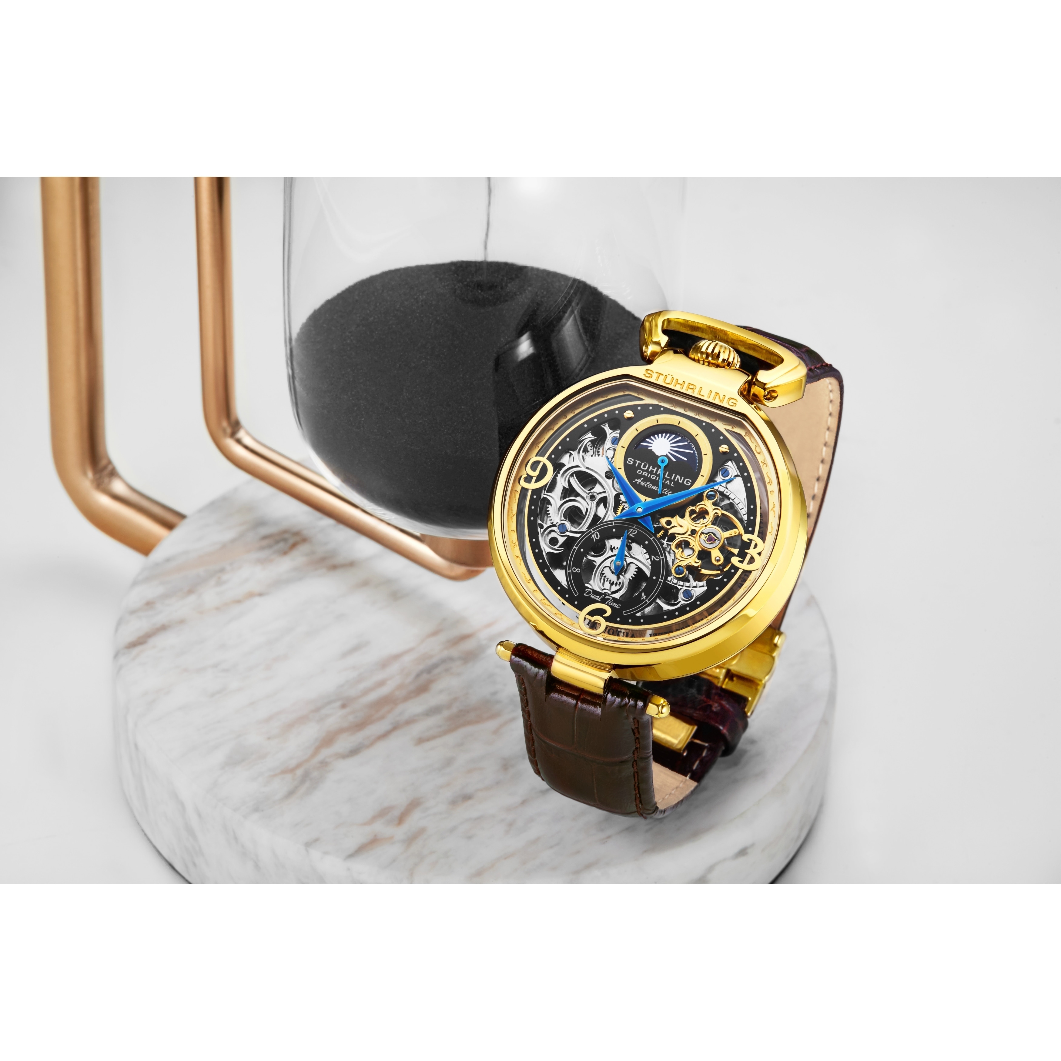 Shop for Stuhrling Original Mens Stainless Steel Automatic Watch, Skeleton Dial, Dual Time, AM/PM Sun Moon, Leather Band, 889 Series. Get free delivery On EVERYTHING* at Overstock - Your Online Watches Store! Get 5% in rewards with Club O ...