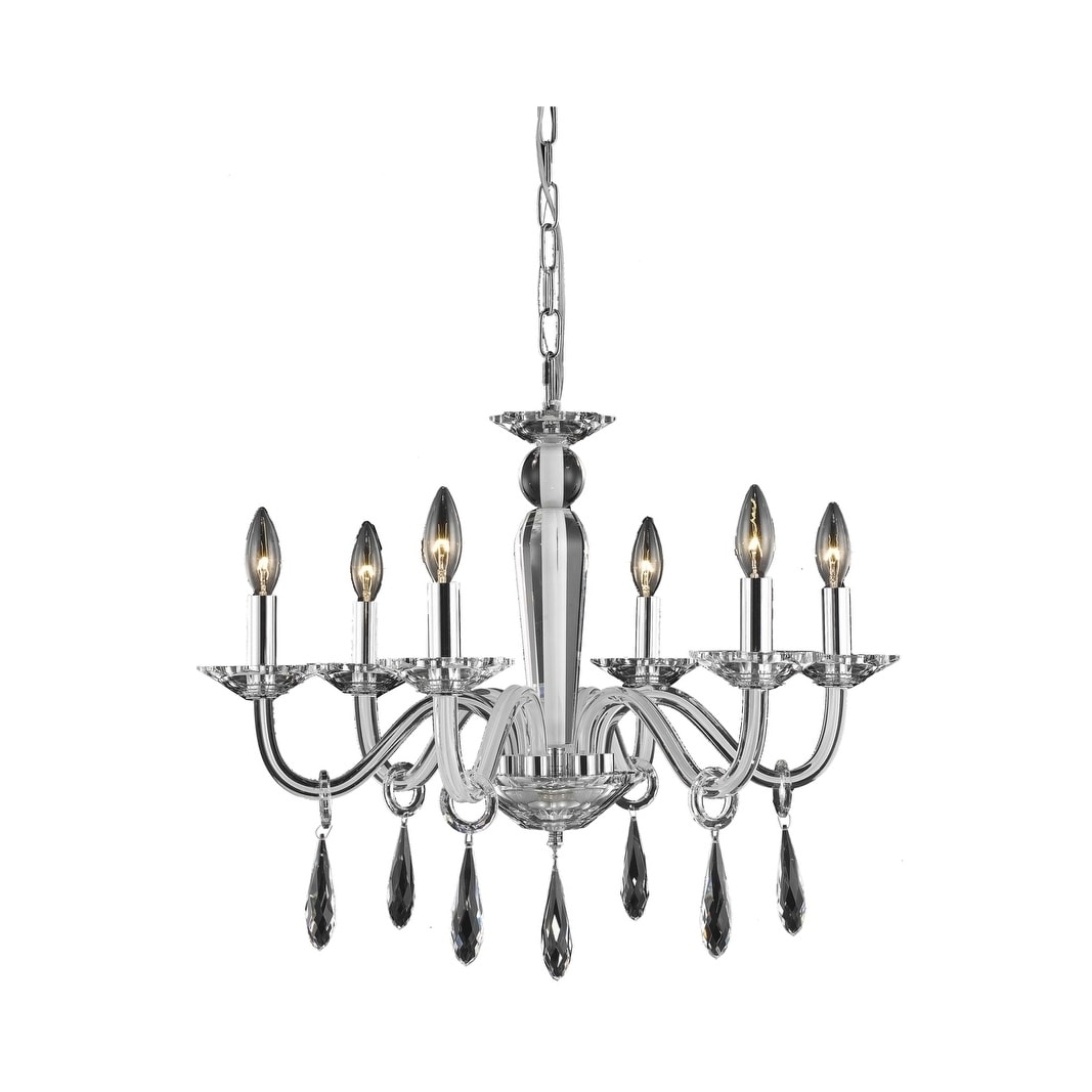 Fleur Illumination 6 light White Chandelier - swarovskiÃ‚Â® elements crystals (swarovski elements crystals/White) - Chandeliers For Bedrooms by Overstock.com