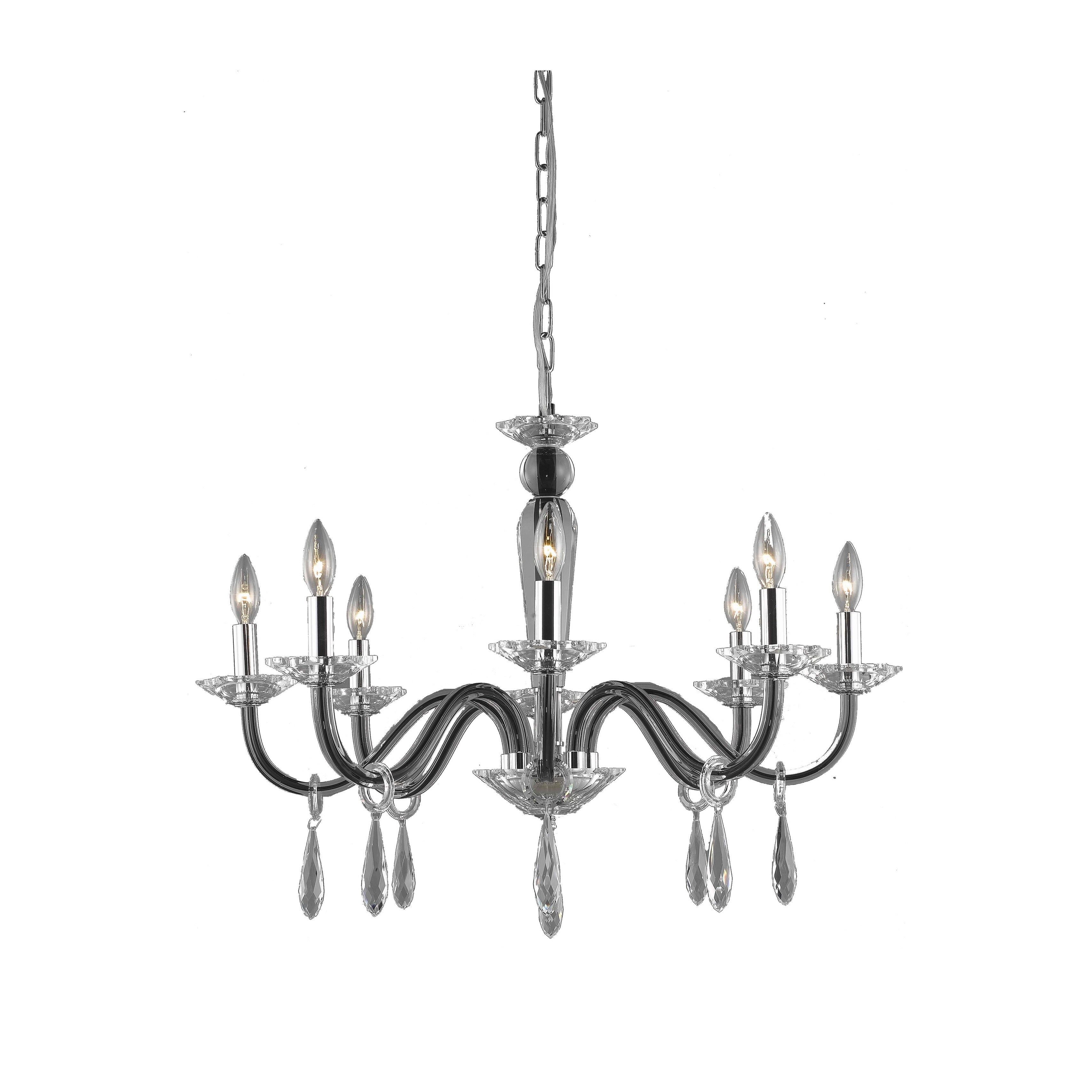 Fleur Illumination 8 light Black Chandelier (Black/swarovski elements crystals) - Chandeliers For Bedrooms by Overstock.com