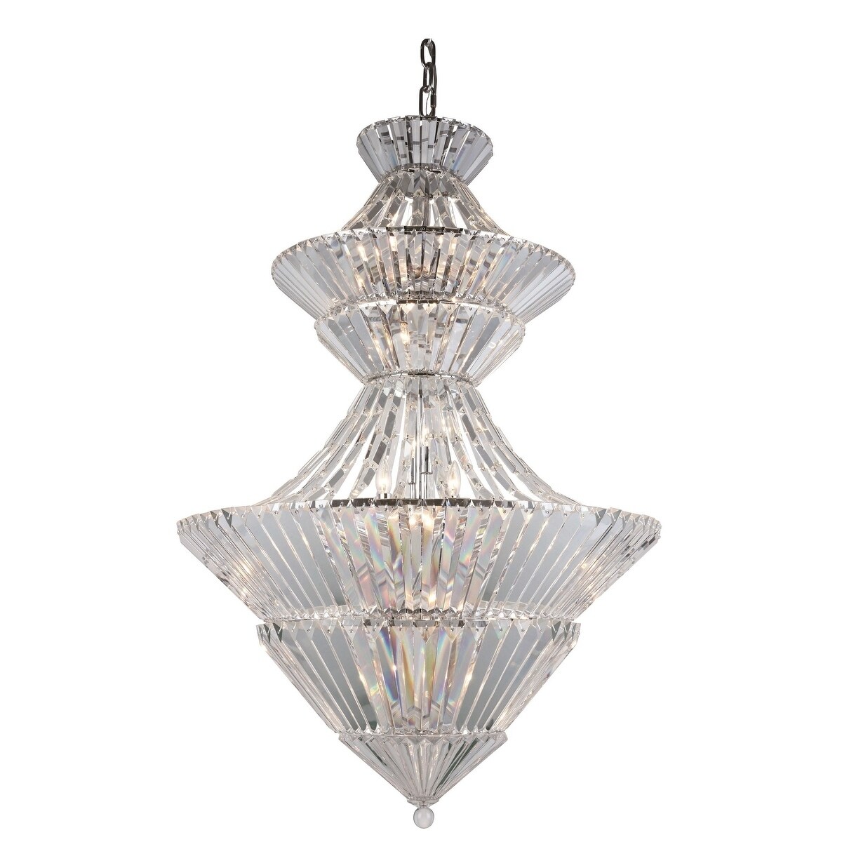 Fleur Illumination 32 light Chrome Chandelier - royal cut crystals (Chrome/royal cut crystals) - Chandeliers For Bedrooms by Overstock.com