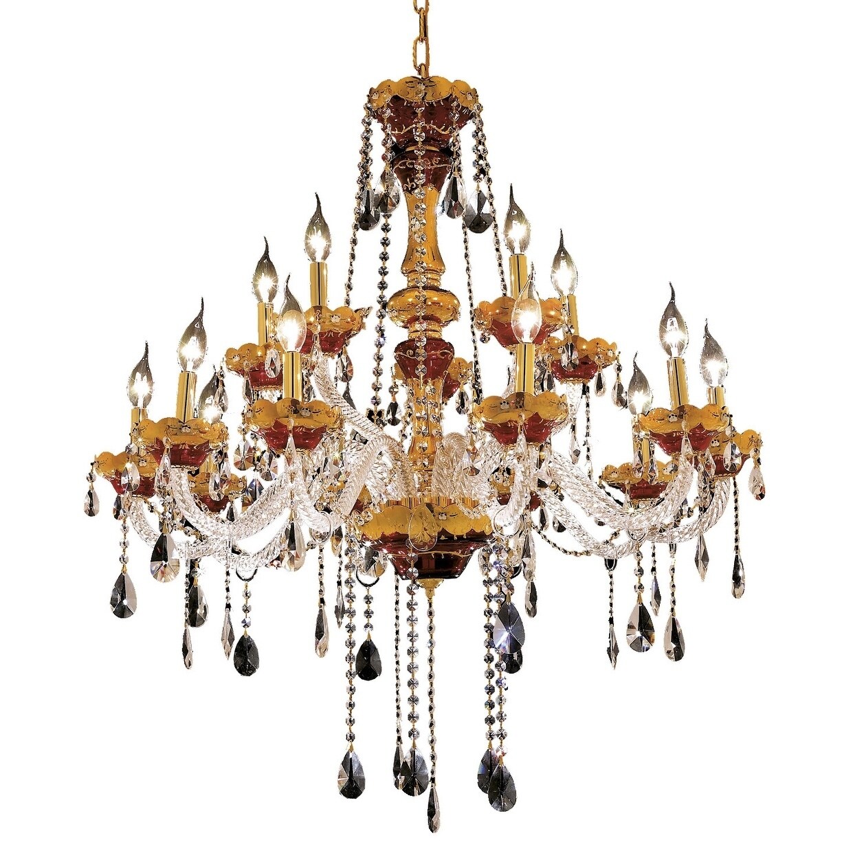 Fleur Illumination 15 light Gold Chandelier (royal cut crystals/Gold) - Chandeliers For Bedrooms by Overstock.com