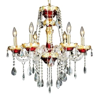Fleur Illumination 6 light Gold Chandelier (Gold/swarovski spectra crystals) - Chandeliers For Bedrooms by Overstock.com