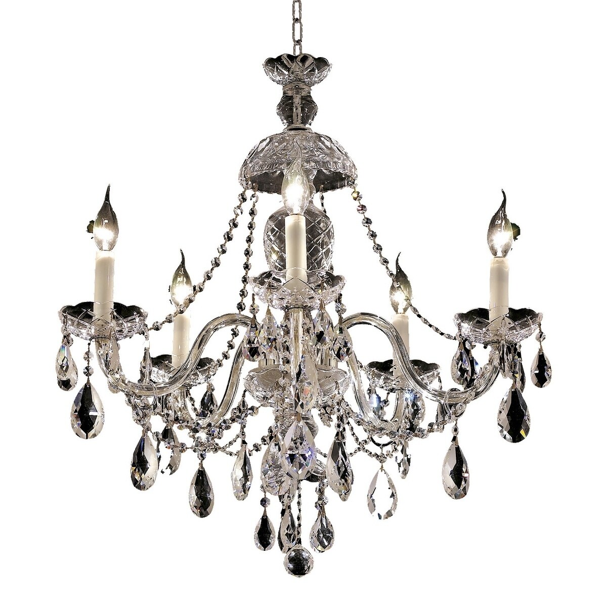 Fleur Illumination 5 light Chrome Chandelier (Chrome/swarovski elements crystals) - Chandeliers For Bedrooms by Overstock.com
