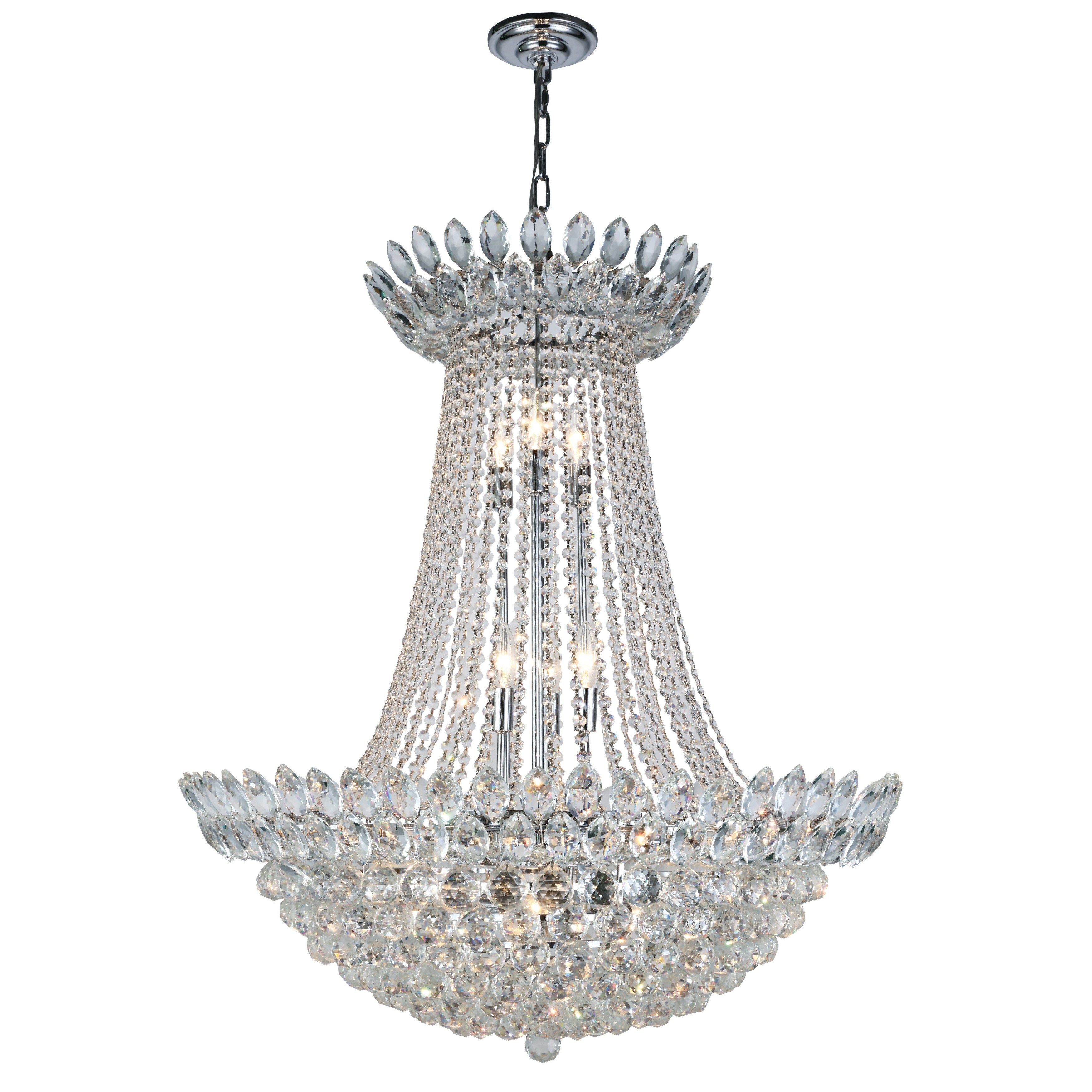 Fleur Illumination 17 light Chrome Chandelier (Chrome/royal cut crystals) - Chandeliers For Bedrooms by Overstock.com