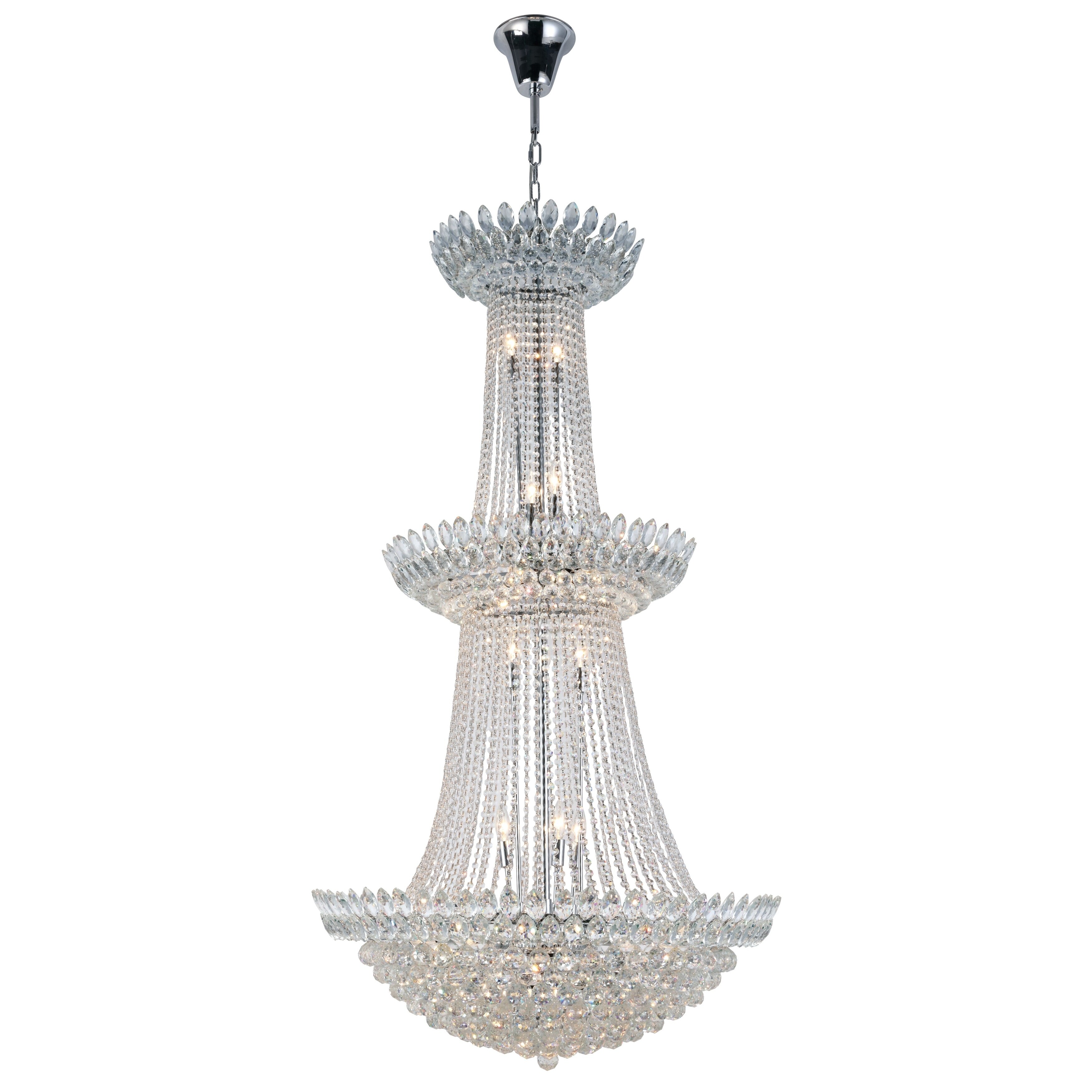 Fleur Illumination 27 light Chrome Chandelier (Chrome/royal cut crystals) - Chandeliers For Bedrooms by Overstock.com
