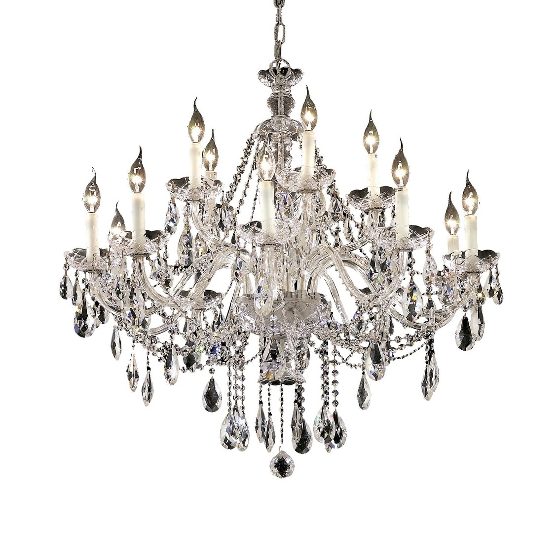 Fleur Illumination 15 light Chrome Chandelier (Chrome/swarovski elements crystals) - Chandeliers For Bedrooms by Overstock.com