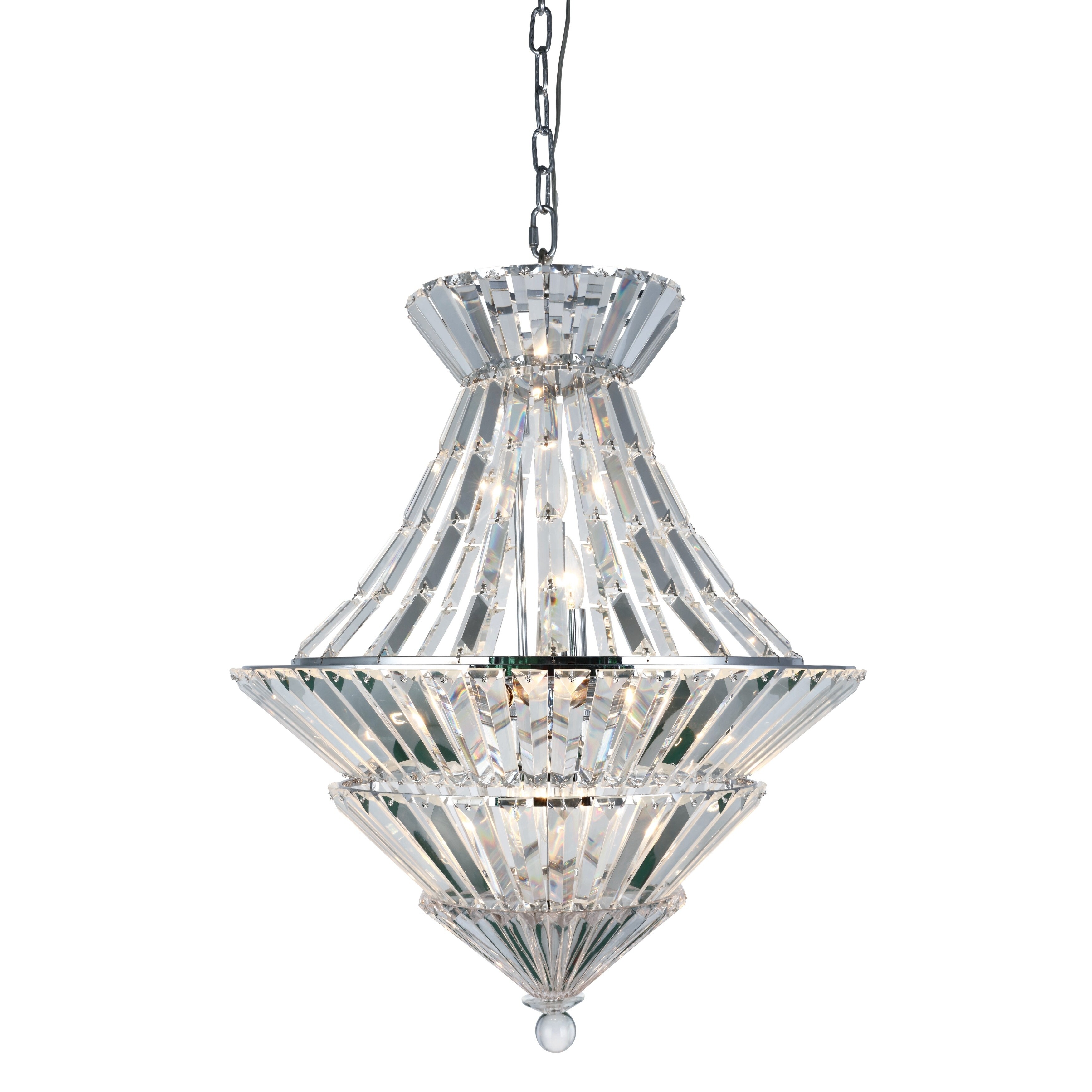 Fleur Illumination 12 light Chrome Chandelier - royal cut crystals (Chrome/royal cut crystals) - Chandeliers For Bedrooms by Overstock.com