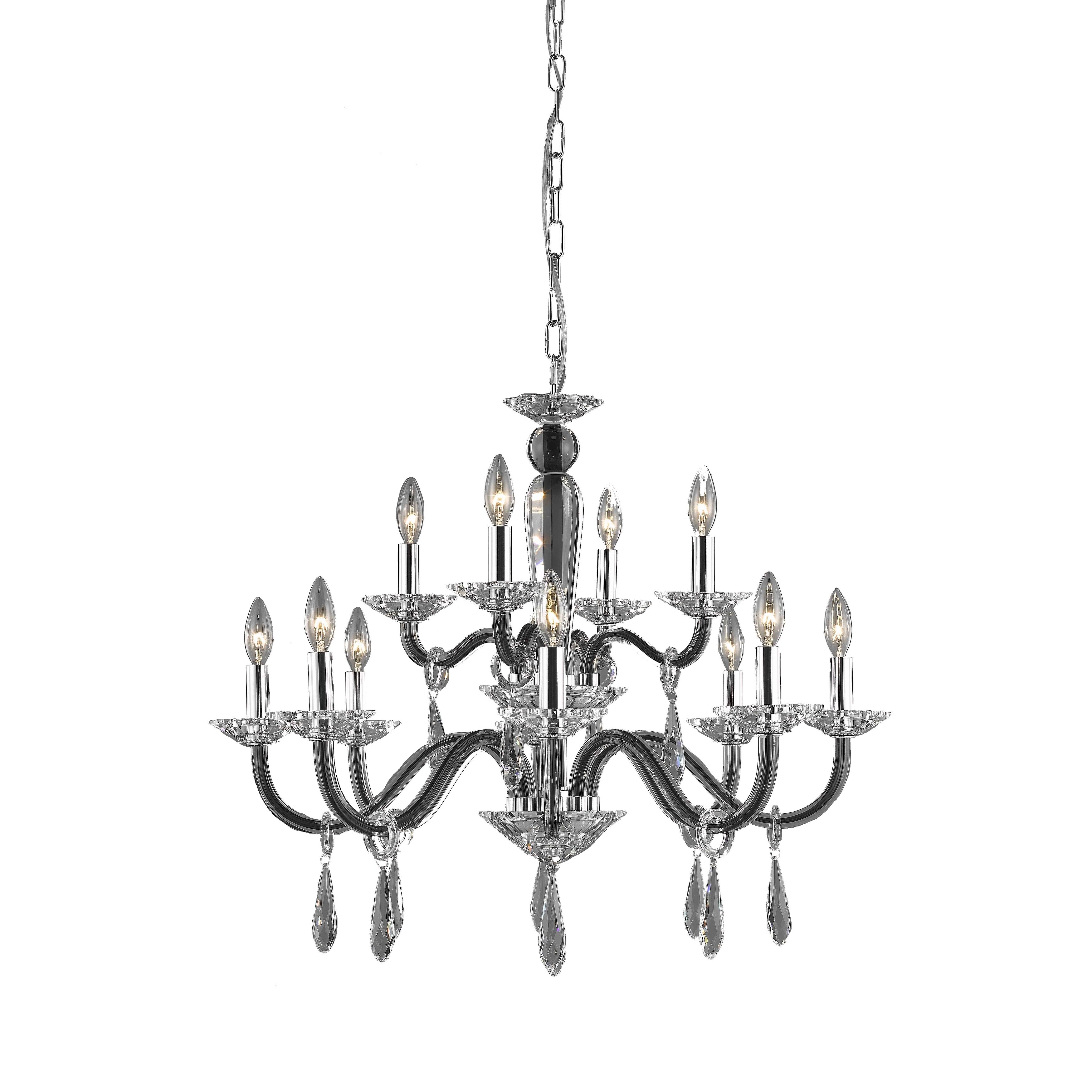 Fleur Illumination 12 light Black Chandelier - swarovskiÃ‚Â® elements crystals (Black/swarovski elements crystals) - Chandeliers For Bedrooms by Overstock.com