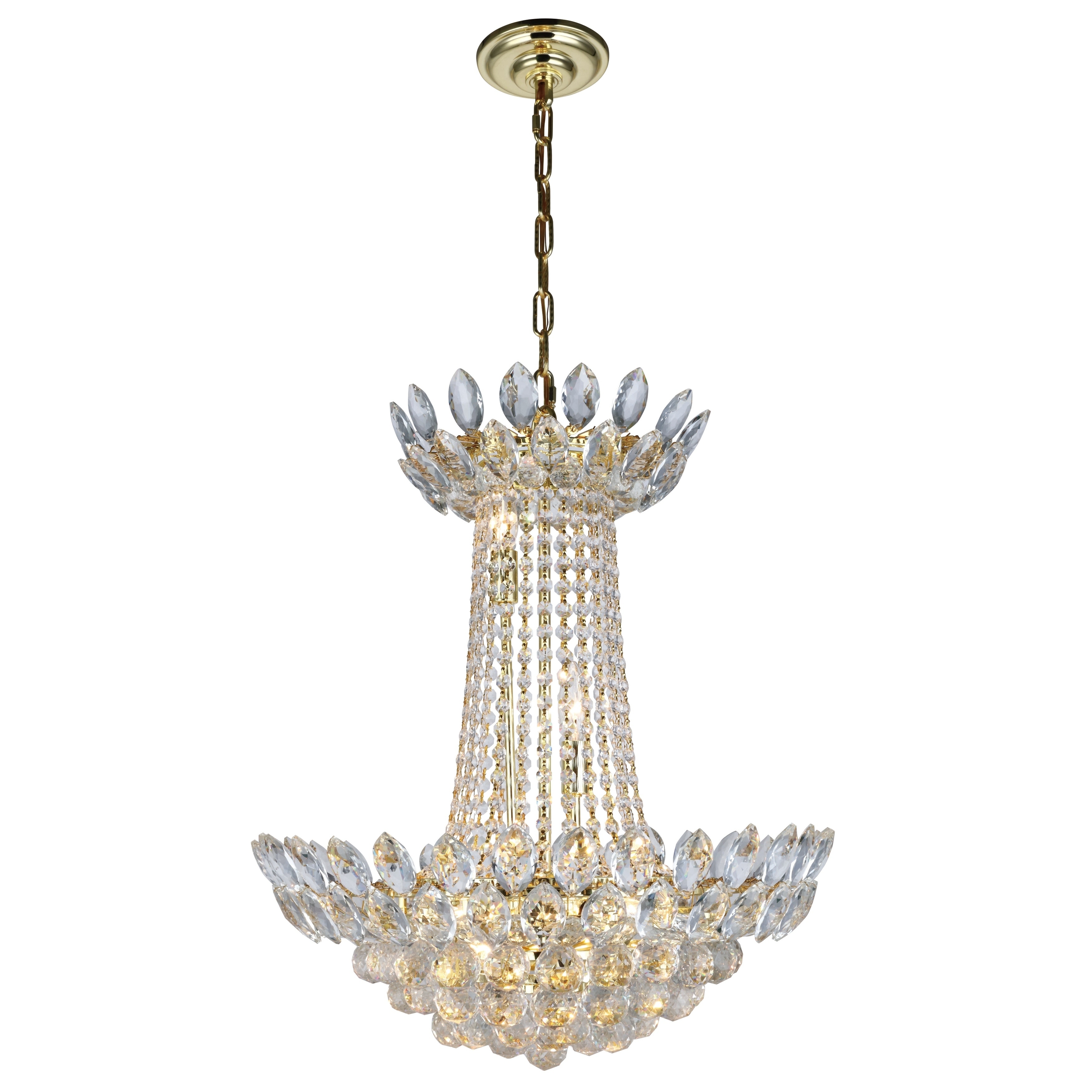 Fleur Illumination 10 light Gold Chandelier - royal cut crystals (royal cut crystals/Gold) - Chandeliers For Bedrooms by Overstock.com