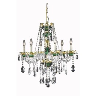 Fleur Illumination 6 light Green Chandelier (Green/royal cut crystals) - Chandeliers For Bedrooms by Overstock.com
