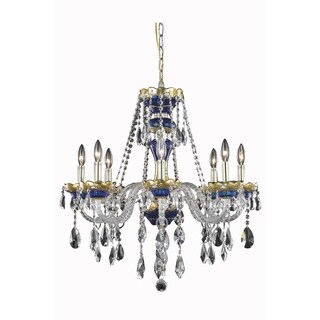 Fleur Illumination 8 light Blue Chandelier (Blue/swarovski spectra crystals) - Chandeliers For Bedrooms by Overstock.com