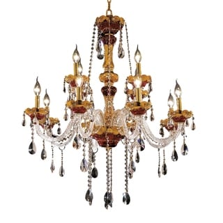 Fleur Illumination 12 light Gold Chandelier (swarovski elements crystals/Gold) - Chandeliers For Bedrooms by Overstock.com