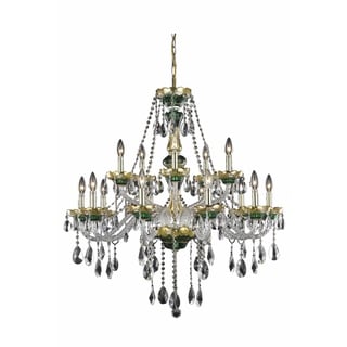 Fleur Illumination 15 light Green Chandelier (Green/swarovski spectra crystals) - Chandeliers For Bedrooms by Overstock.com