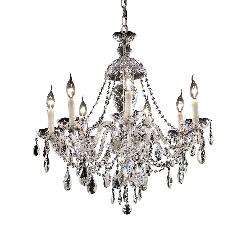 Fleur Illumination 7 light Chrome Chandelier (elegant cut crystals/Chrome) - Chandeliers For Bedrooms by Overstock.com