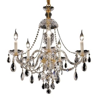 Fleur Illumination 5 light Gold Chandelier (Gold/swarovski spectra crystals) - Chandeliers For Bedrooms by Overstock.com
