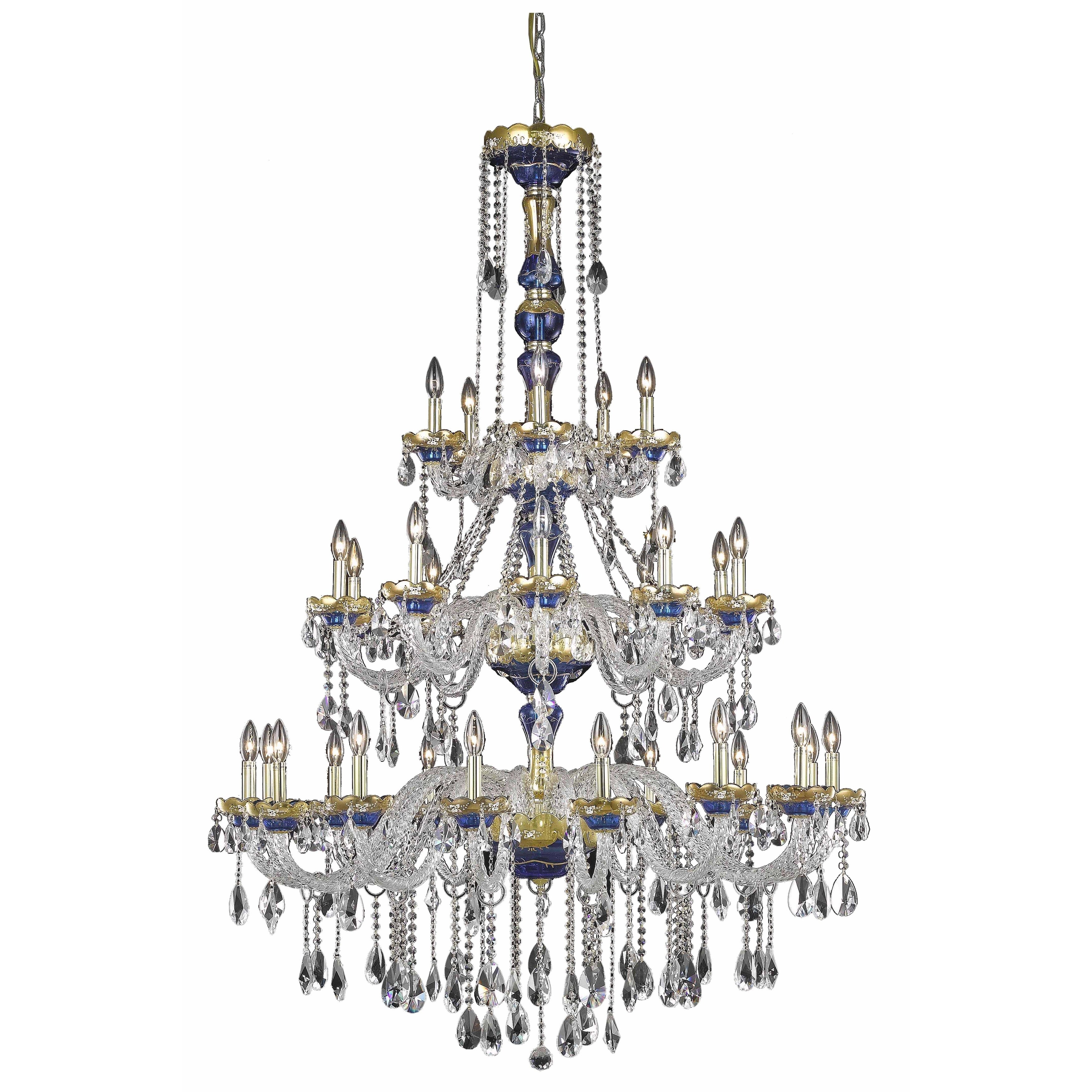 Fleur Illumination 30 light Blue Chandelier (Blue/swarovski elements crystals) - Chandeliers For Bedrooms by Overstock.com