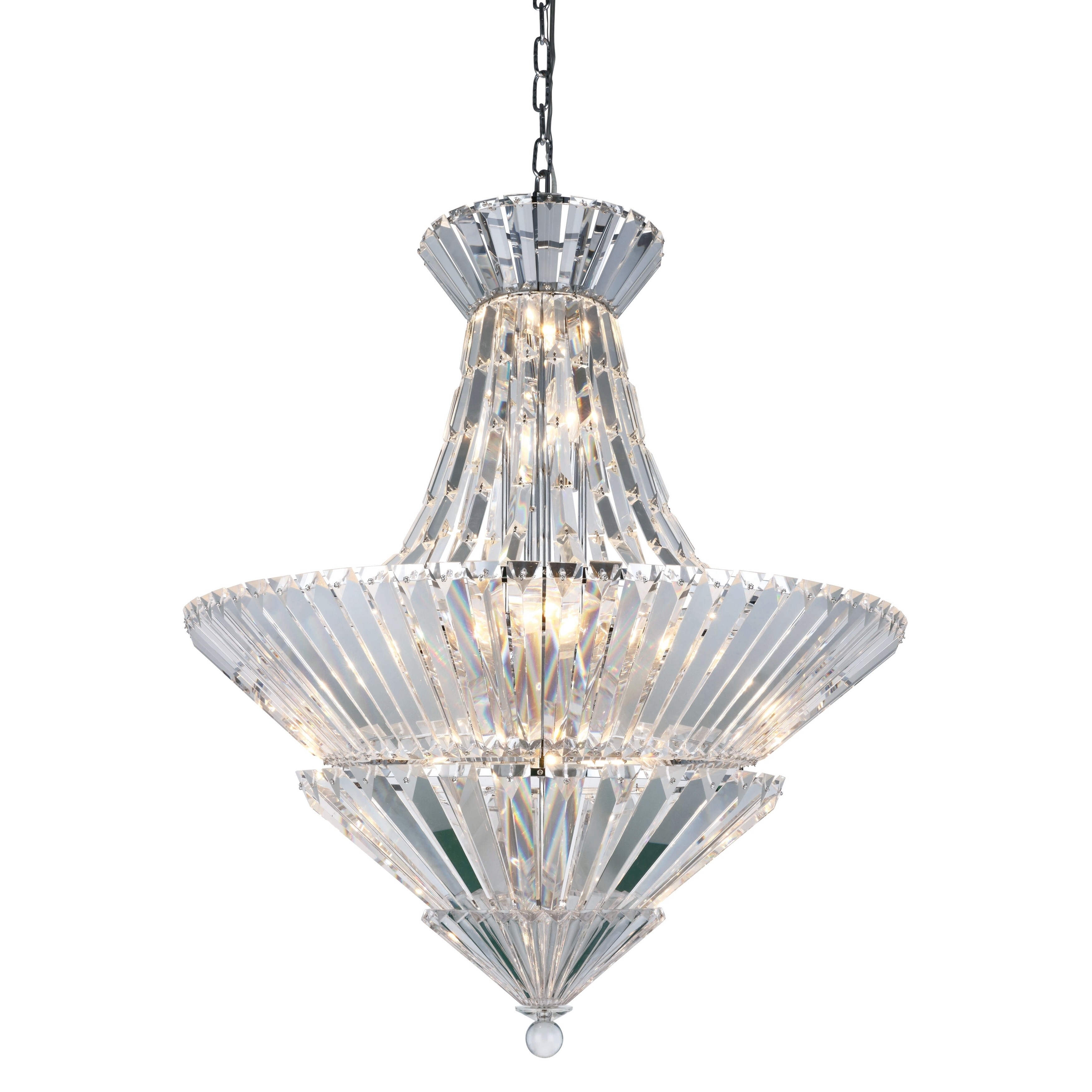 Fleur Illumination 20 light Chrome Chandelier - royal cut crystals (Chrome/royal cut crystals) - Chandeliers For Bedrooms by Overstock.com