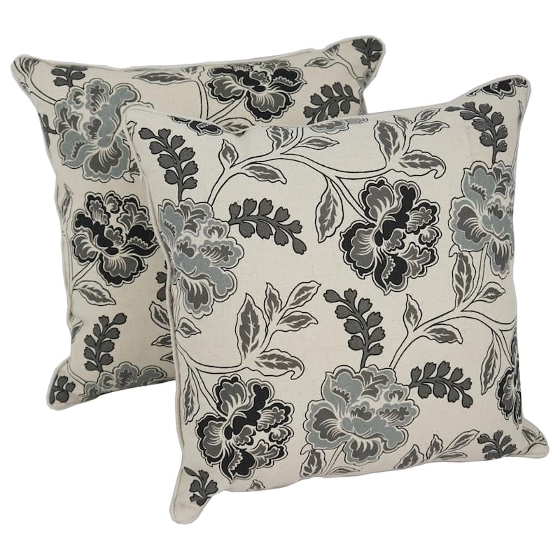 Blazing Needles 18-inch Indoor Designer Throw Pillows (Set of 2) - Black Floral