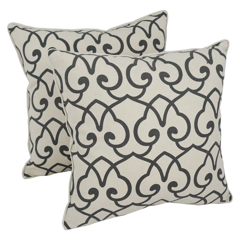 Blazing Needles 18-inch Indoor Designer Throw Pillows (Set of 2) - black lattice