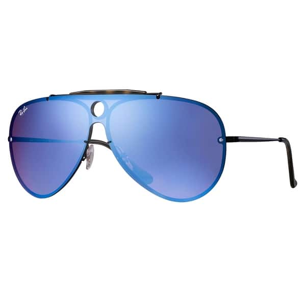 slide 1 of 4, Ray-Ban Blaze Sunglasses Black/ Violet & Blue Mirror 32mm