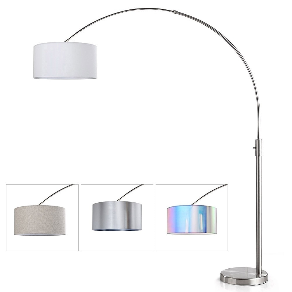 ORBITA Brushed Nickel LED Retractable Arc 82-Inch Dimmable Floor Lamp Bed  Bath  Beyond 20457217