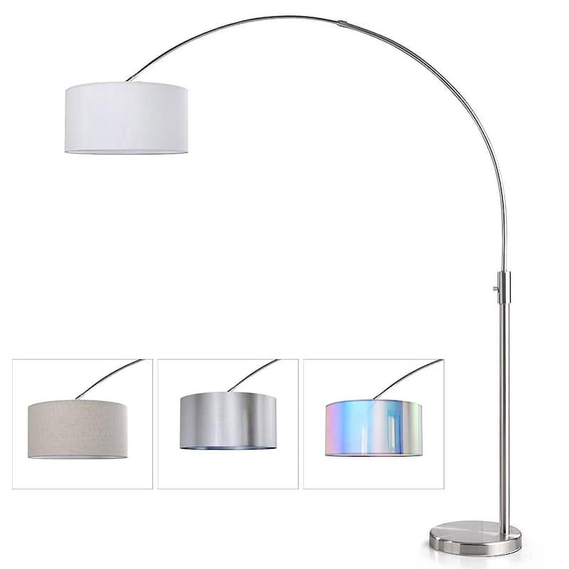 ORBITA Brushed Nickel LED Retractable Arc 82-Inch Dimmable Floor Lamp