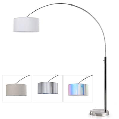 ORBITA Brushed Nickel LED Retractable Arc 82-Inch Dimmable Floor Lamp