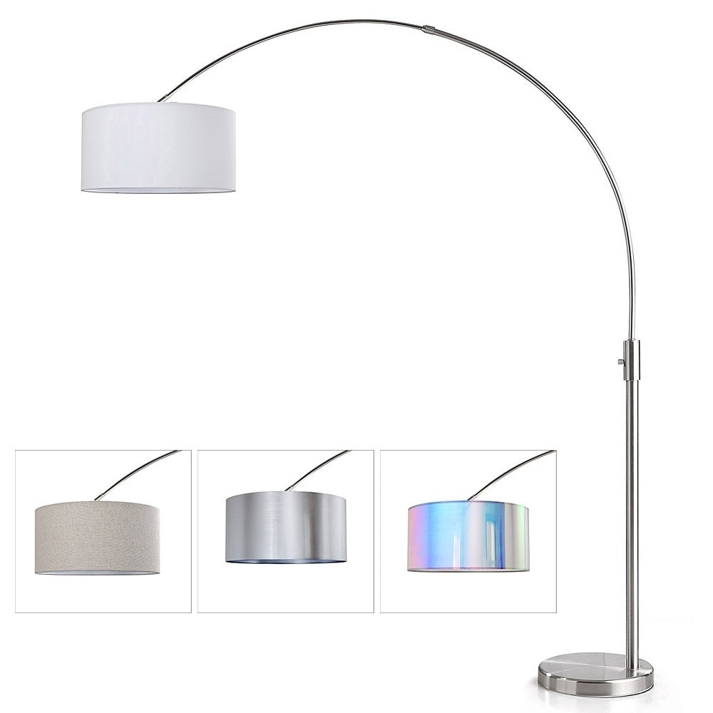 ORBITA Brushed Nickel LED Retractable Arc 82-Inch Dimmable Floor Lamp