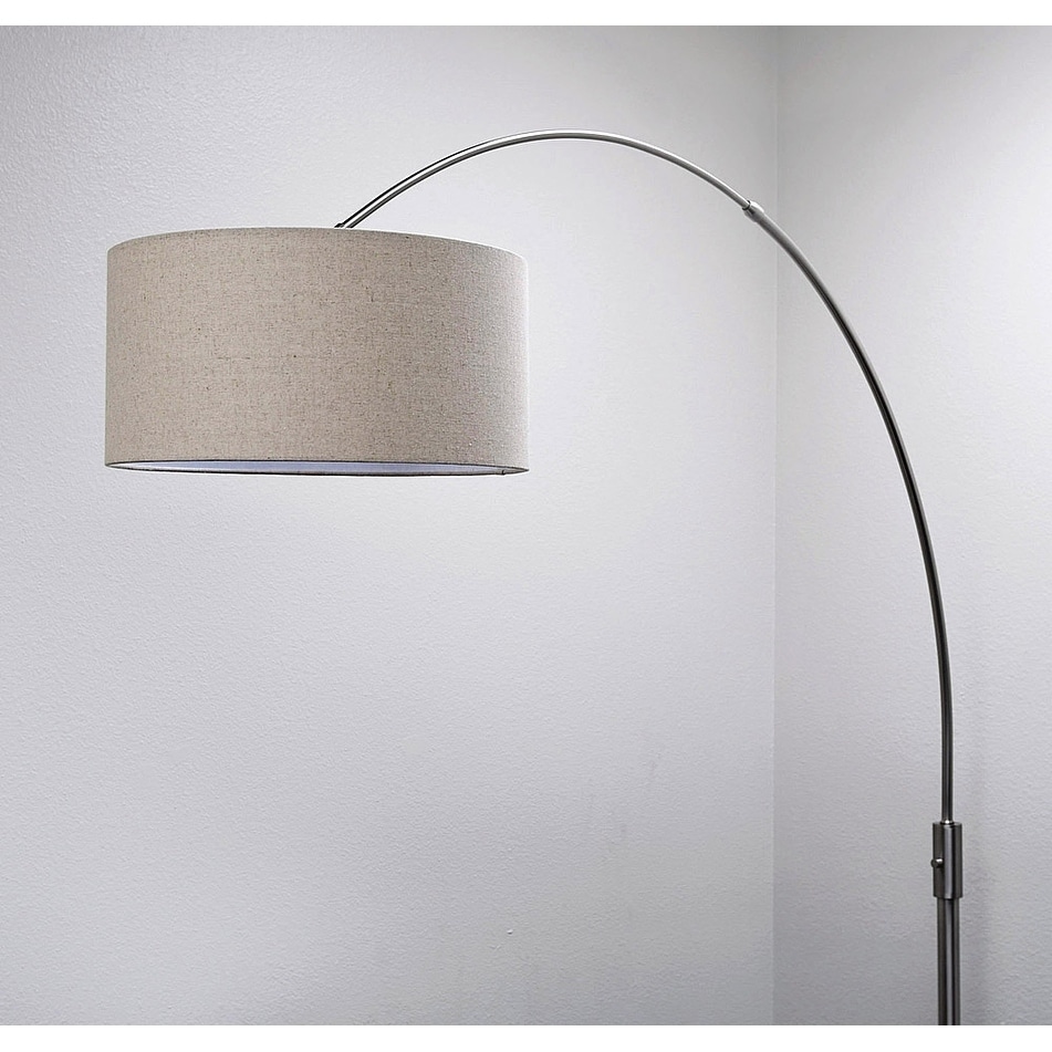 ORBITA Brushed Nickel LED Retractable Arc 82-Inch Dimmable Floor Lamp