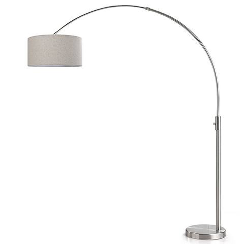 ORBITA Brushed Nickel LED Retractable Arc 82-Inch Dimmable Floor Lamp