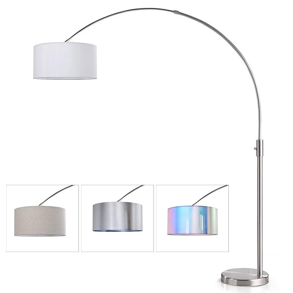 ORBITA Brushed Nickel LED Retractable Arc 82-Inch Dimmable Floor Lamp