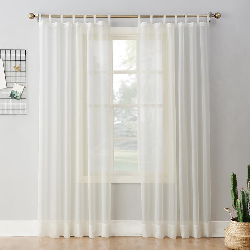 No. 918 Emily Voile Sheer Tab Top Curtain Panel, Single Panel - 59 x 84 - Eggshell