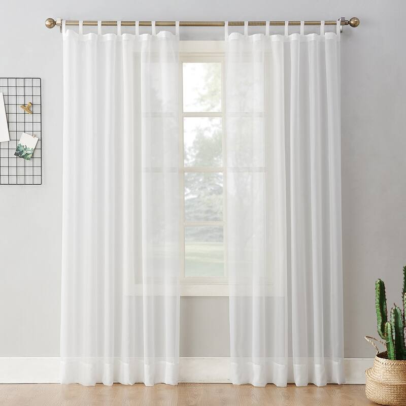 No. 918 Emily Voile Sheer Tab Top Curtain Panel, Single Panel - 59 x 84 - White