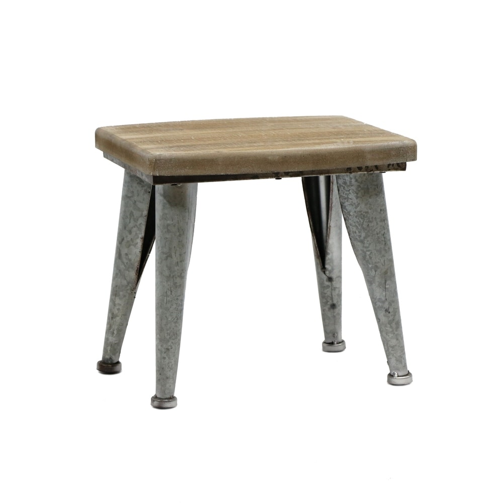 Jeco 13.4 inch H Metal and Wood Brown Stool (13.4 inchx12 inchx12.4 inch Brown)