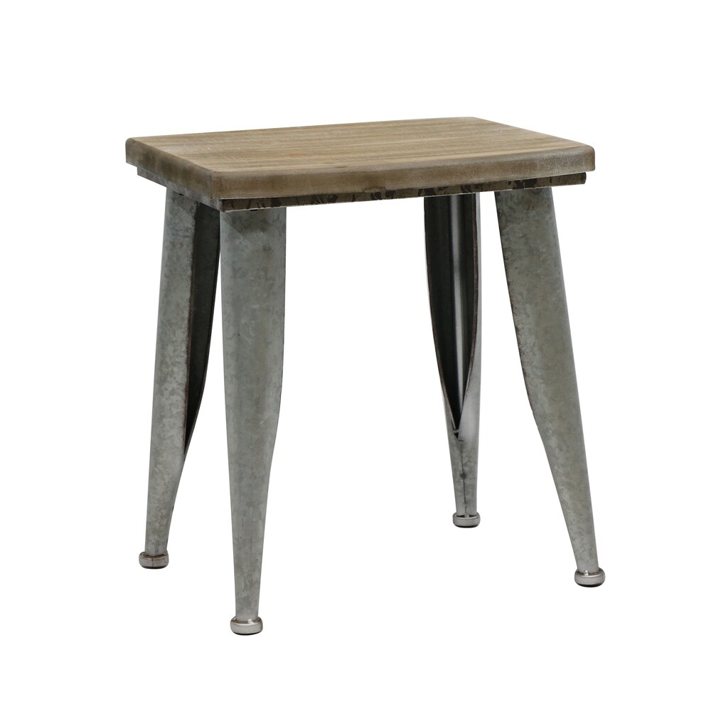 Jeco 15.8 inchH Metal and Wood Brown Stool (15.8 inchx14 inchx17.9 inch Brown)