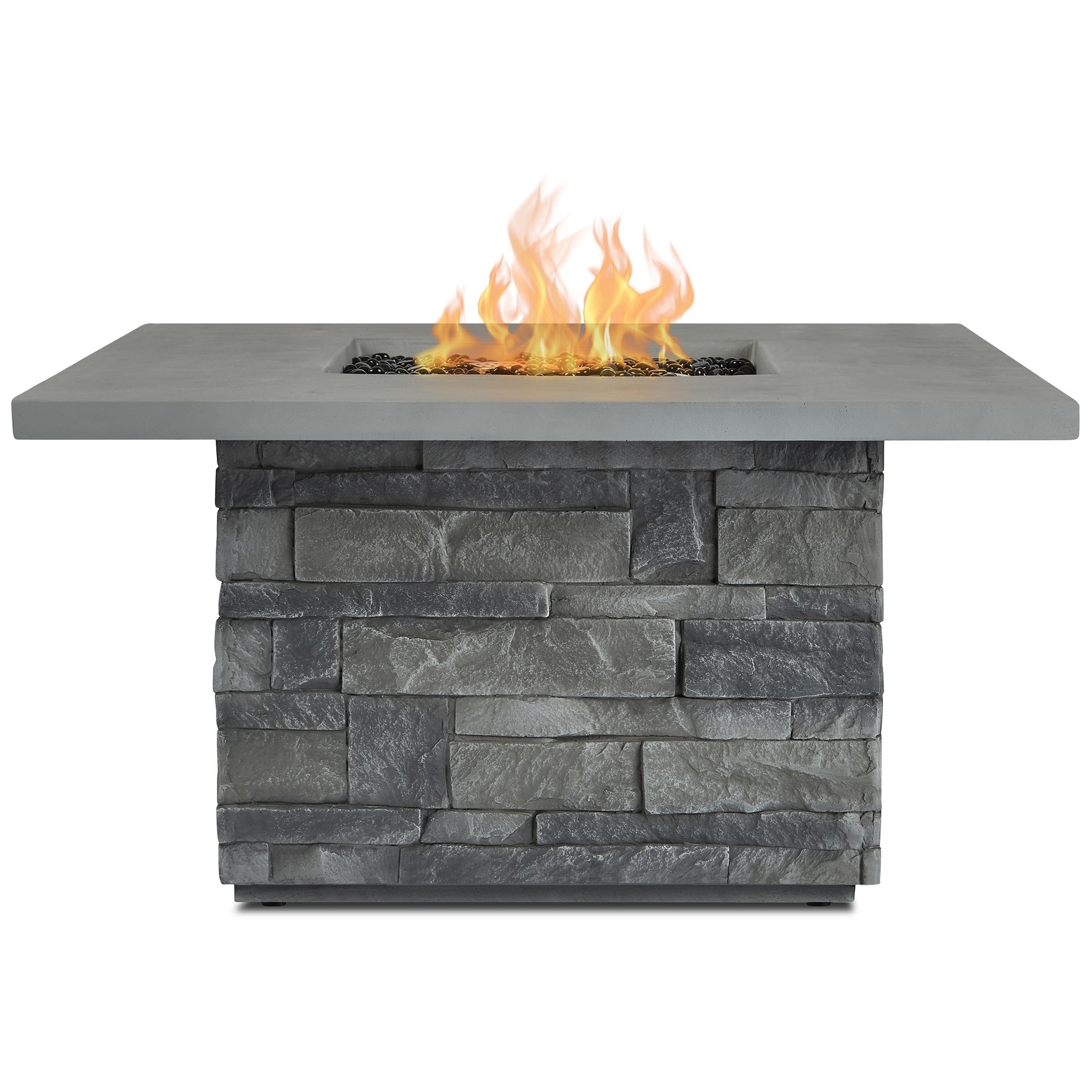 Shop Gray Ledgestone Sq Lp Fire Table W Ng Conversion Kit