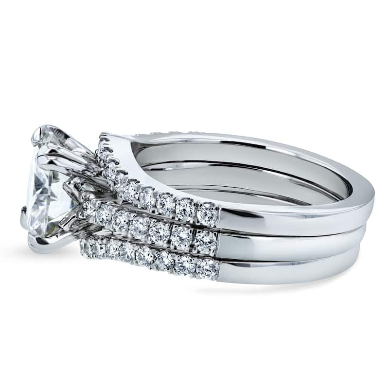 Annello by Kobelli 14k Gold 2 1/2 Carat TGW Round Brilliant Moissanite and Diamond Bridal Rings (GH/VS, GH/I)