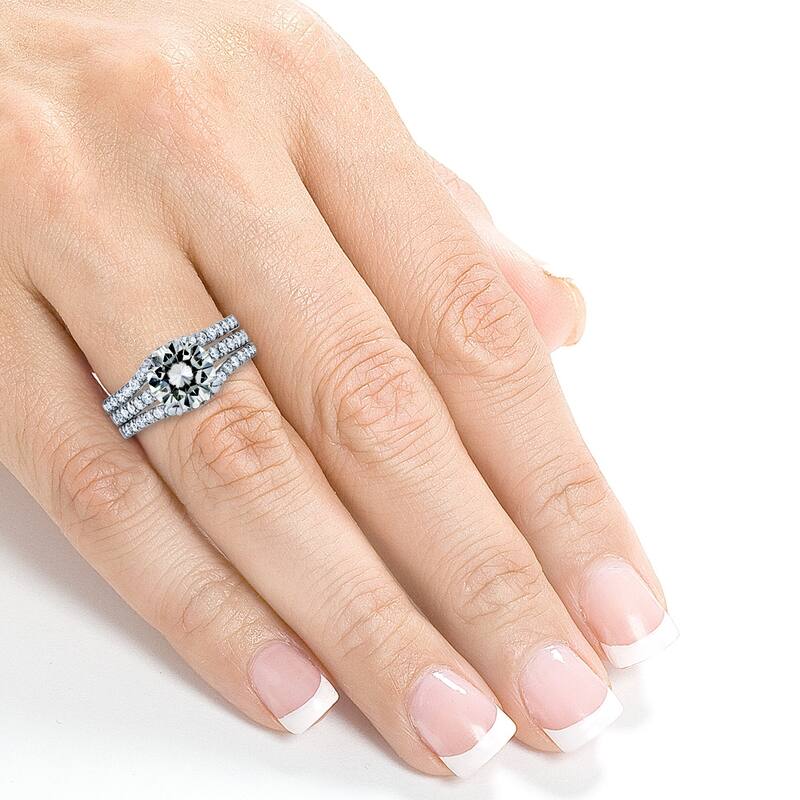 Annello by Kobelli 14k Gold 2 1/2 Carat TGW Round Brilliant Moissanite and Diamond Bridal Rings (GH/VS, GH/I)
