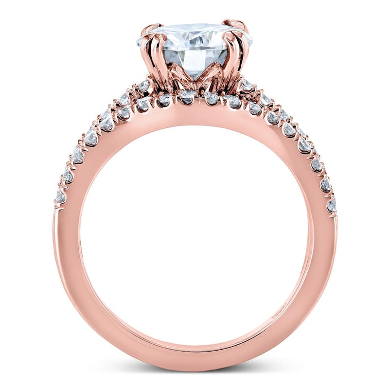 Annello by Kobelli 14k Gold 2 1/2 Carat TGW Round Brilliant Moissanite and Diamond Bridal Rings (DEF/VS, GH/I)